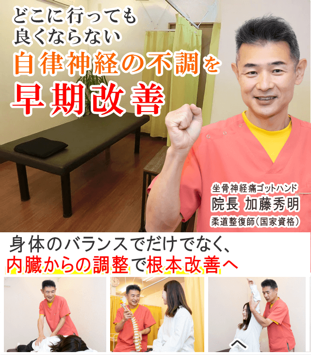 狭山で自律神経の不調でお悩みならばかとう整骨院